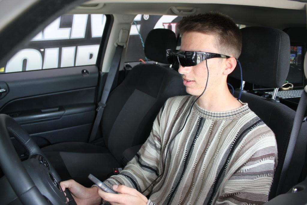 Students simulate distracted driving