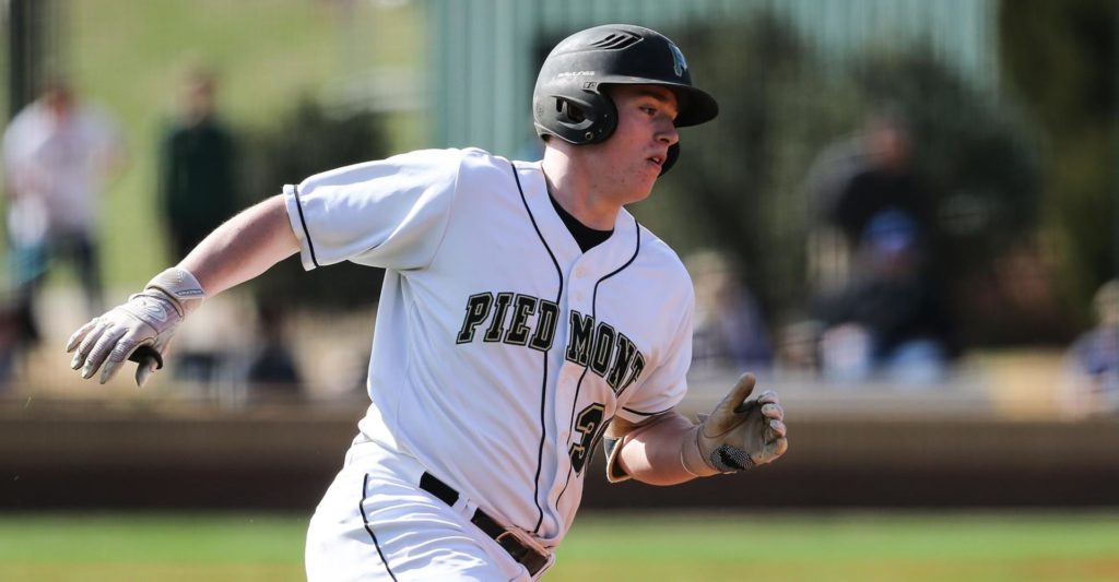 Noah Heatherly rounds first in a game last season against Oglethorpe. PHOTO / PIEDMONT SPORTS