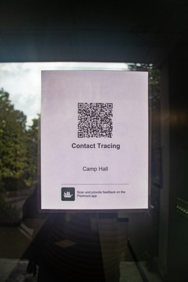 In all academic buildings, there are QR codes that students and faculty are expected to scan. // Photo by Zoe Hunter