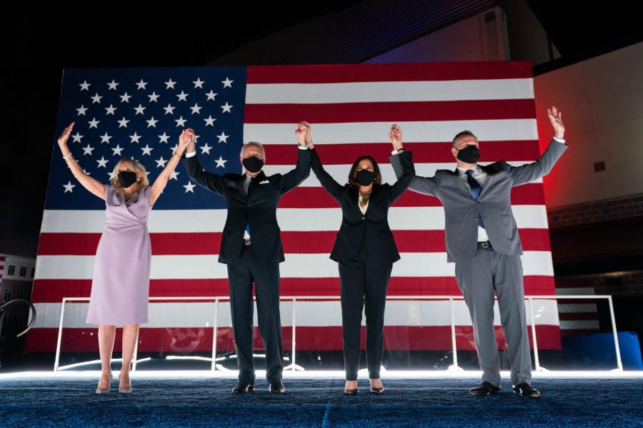 (L-R) Jill Biden, Joe, Biden, Kamala Harris, and Doug Emhoff. Biden and Harris will take the White House in 2021.
PHOTO // @JoeBiden (Twitter)