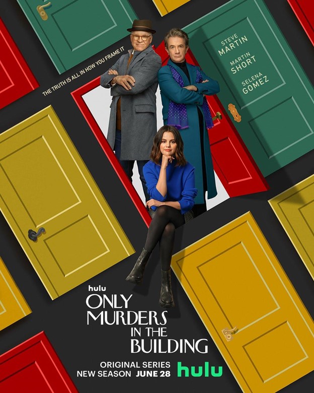 Promotional poster for season 2 of Only Murders in this Building.