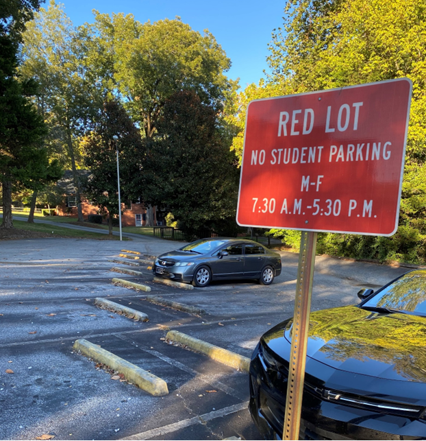 Red lot located between Arrendale Library and the Student Success Center//PHOTO HANNAH OSBORNE