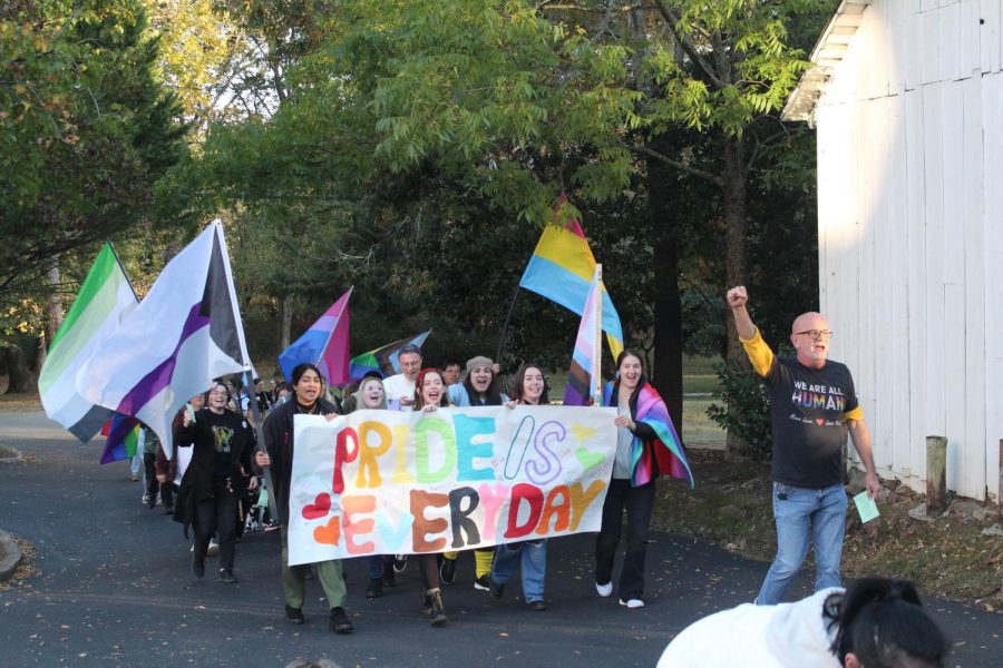 Piedmont+University+held+its+annual+Pride+Walk+on+Oct.+19.+Members+and+allies+of+the+LGBTQIA%2B+gathered+at+the+Student+Commons+to+march+to+the+Quad%2C+where+various+student+organizations+had+tables+to+celebrate+the+event.+Led+by+Professor+Bill+Gabelhausen+screaming+chants%2C+participants+demanded+representation+and+equality.+