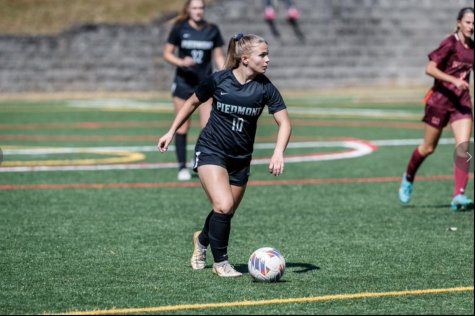 Senior midfielder Anya Olson looks to make a pass. Olson finished the regular season with 2 goals and 4 assists for the Lady Lions. PHOTO // KARL MOORE