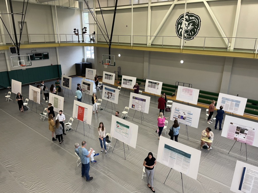 More than 90 posters were presented at the Piedmont Symposium over three different sessions. Posters were presented in the Commons Gym throughout the day. PHOTO // LEO GALARZA