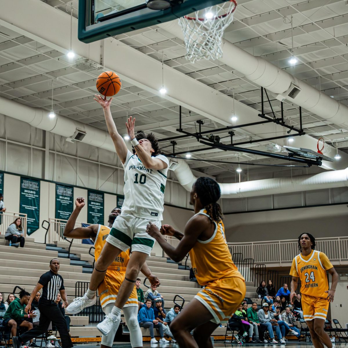 Bailey Wiseman goes up for the layup against Birmingham-Southern. The junior guard proved critical in his return from injury, scoring 16 points in the Lions 91-93 overtime victory.