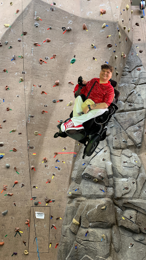 Caden finds himself zipping up and down the rock wall at record time. 