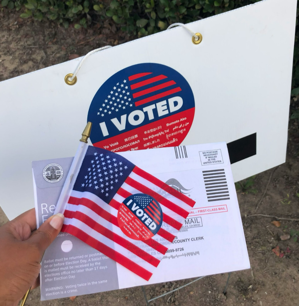 Voter celebrates their success in participating in the voting process.