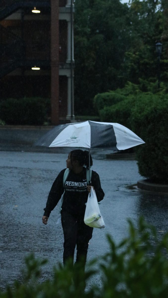 Students grab last-minute groceries before the storm hits.