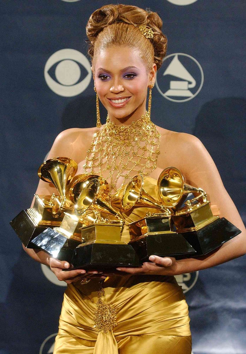 Beyoncé after winning five Grammy’s during the 2004 Grammy Awards at the Staple Center.