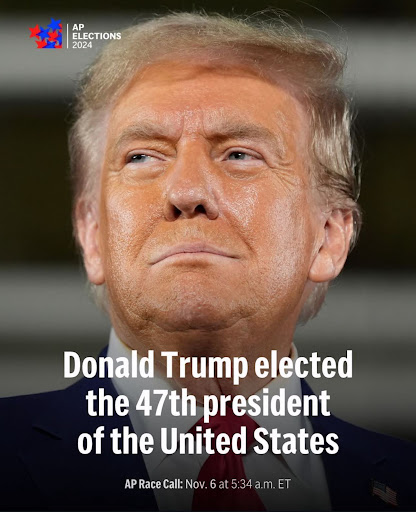 Donald Trump becomes the 47th President of the United States in the 2024 election.