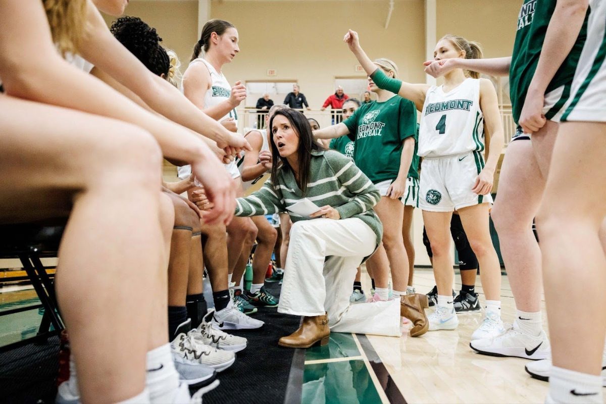 Coach Purdy talking to her players during a timeout.