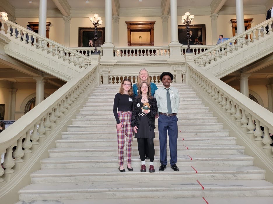 Piedmont students getting ready to present in the Georgia Capitol (from left to right, Addie Bowen, Rindy Grubb, Jadon Gonzales and Dr. Julia Schmitz. (Dr. Julia Schmitz)