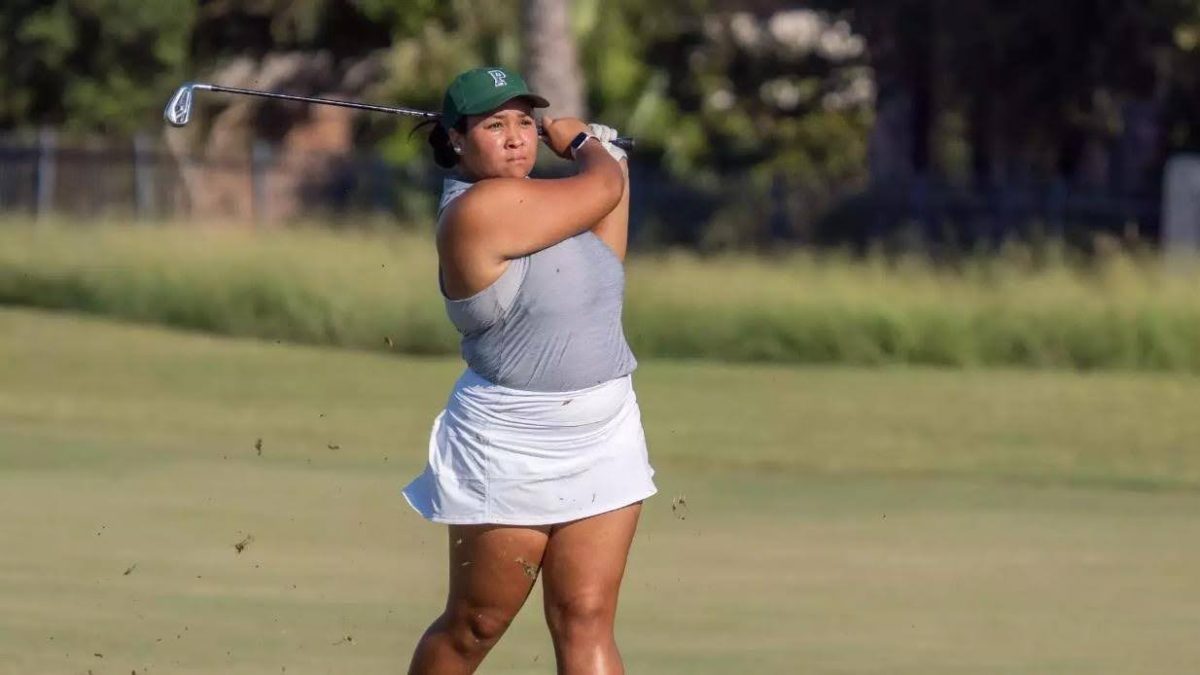 Freshman Marissa Weaver hitting her approach shot at the 2024 Alamo City Classic in San Antonio, Texas. The Lions finished third of ten teams in the event.