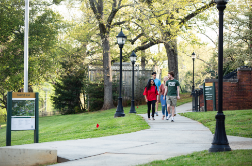 Students walking around campus.