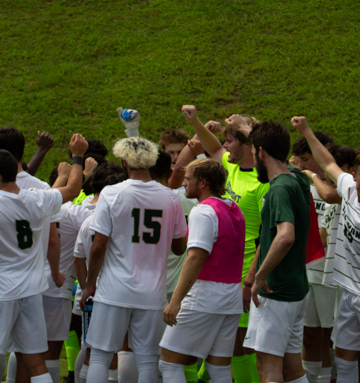Senior goalkeepers Bobby Wood & Hannah Thompson hyping their team up before their home season-opening games.