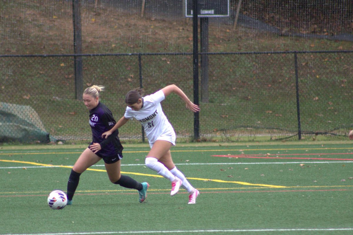 Freshman Addyson Jarrard playing defense on Asbury’s Payton Ardery. Jarrad was part of the defensive effort that held the Eagles scoreless, contributing to the 1-0 win.
