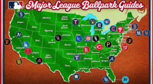 A map of the locations of each MLB ballpark, showcasing the proximity of certain teams to each other, or the lack of teams in certain areas, such as the Northwest.